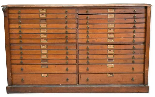 Large Walnut Drafting / Flat File Cabinet