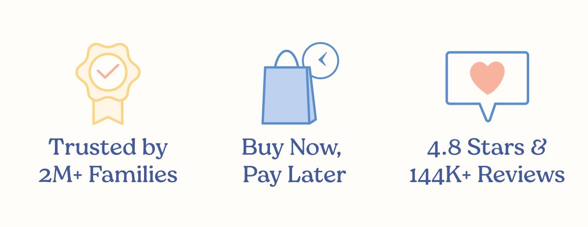 Trusted by 2M+ Families | Buy. Now, Pay later Options | 4.8 Stars & 144k+ Reviews