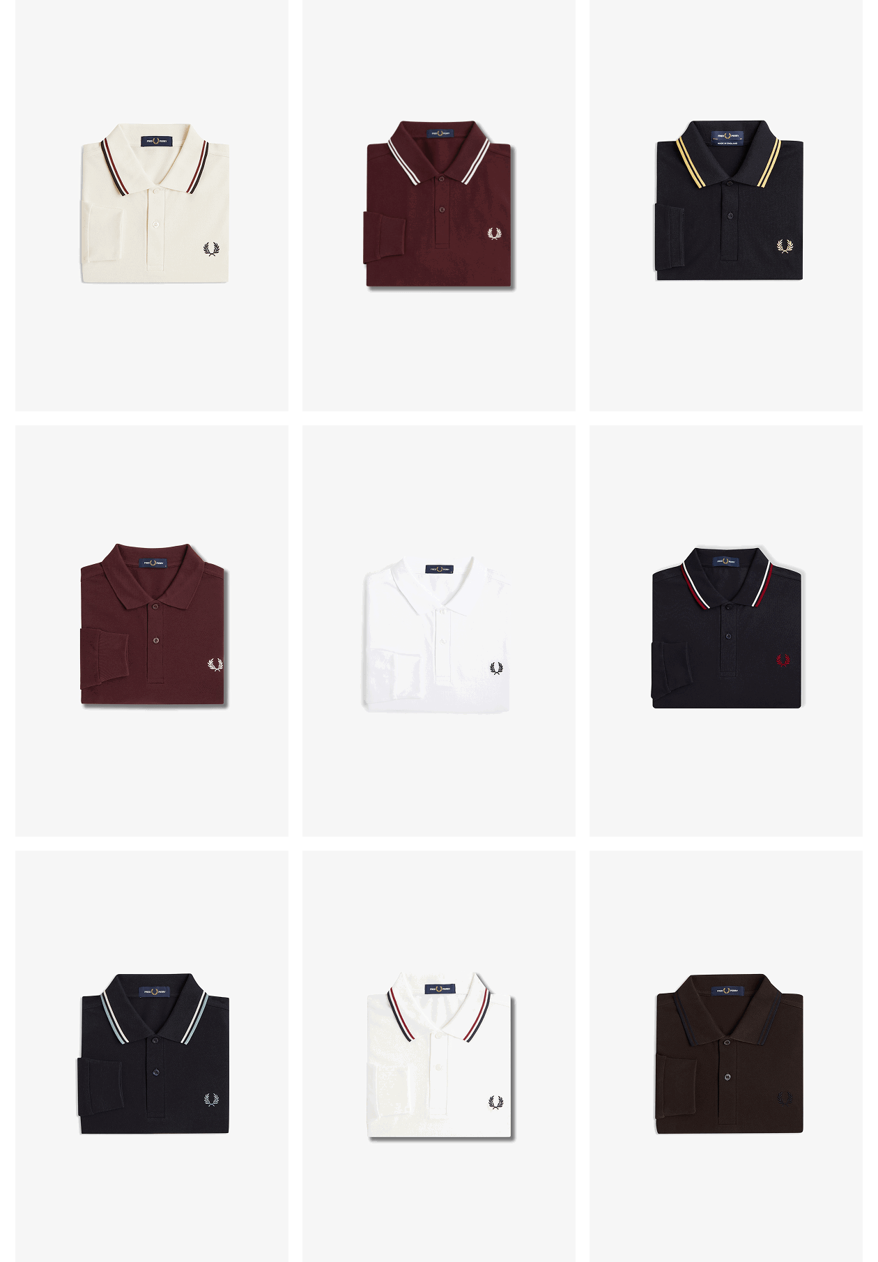 A selection of Long Sleeved Fred Perry Shirts