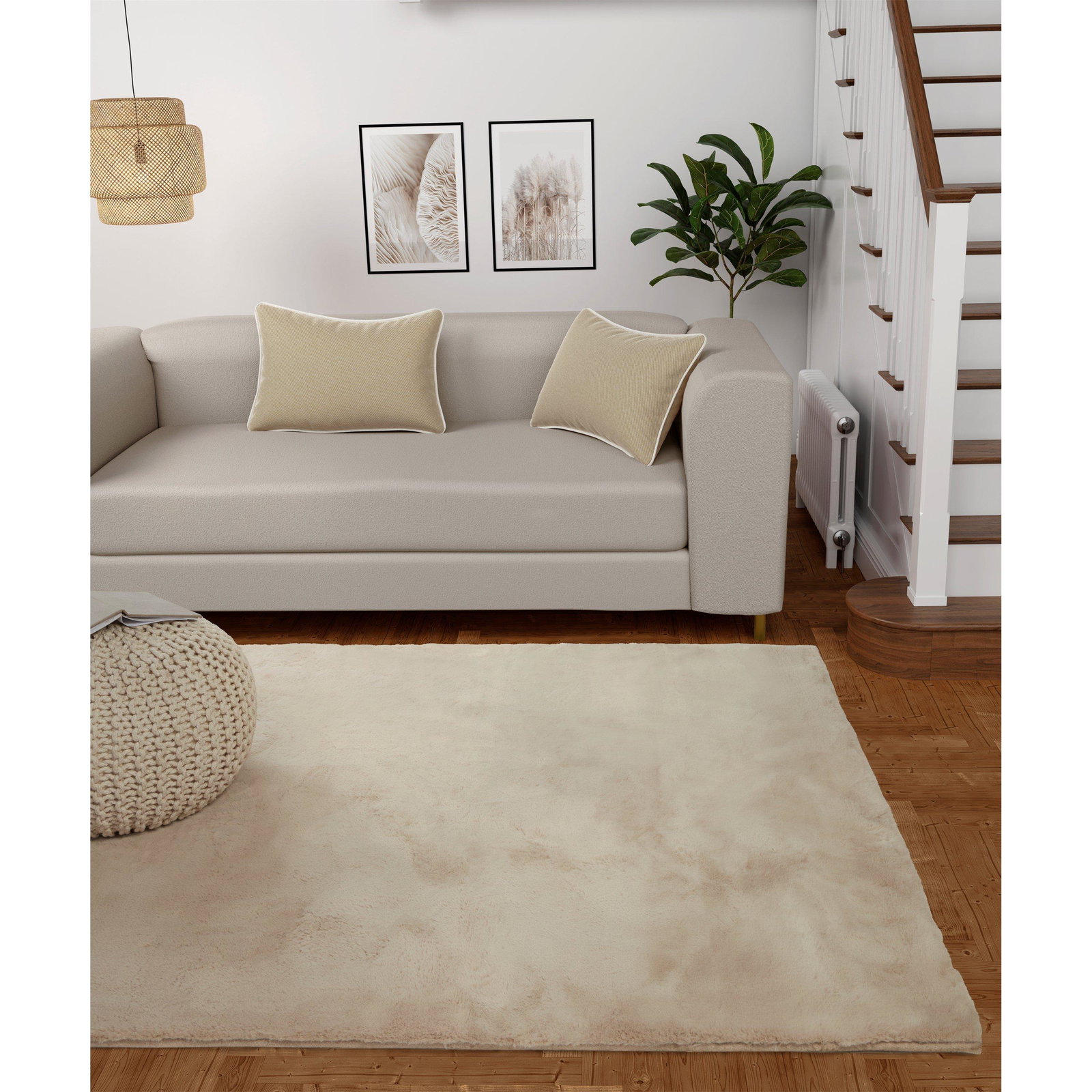 LUXE FAUX FUR RUG PLAIN NATURAL
