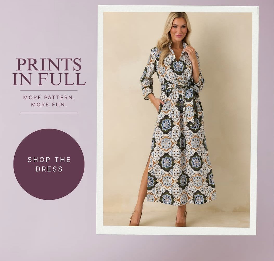 "Prints in full. More pattern, more fun. Shop the dress."