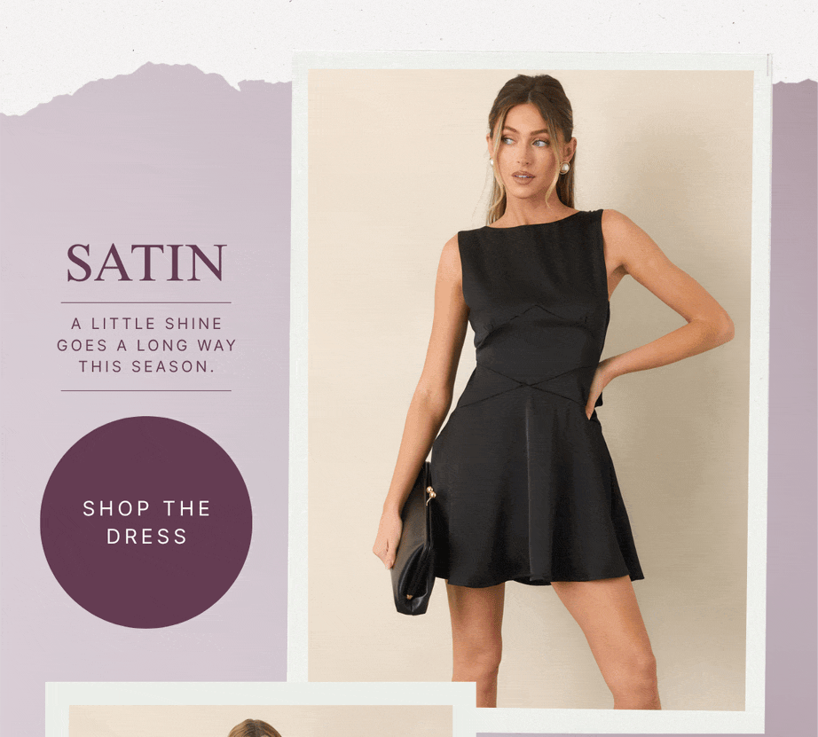 "Satin. A little shine goes a long way this season. Shop the dress."
