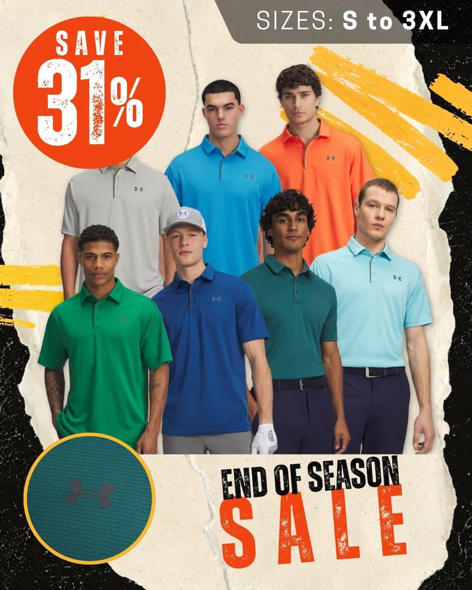Under Armour Mens Golf Tech Wicking Textured Soft Light Polo Shirt