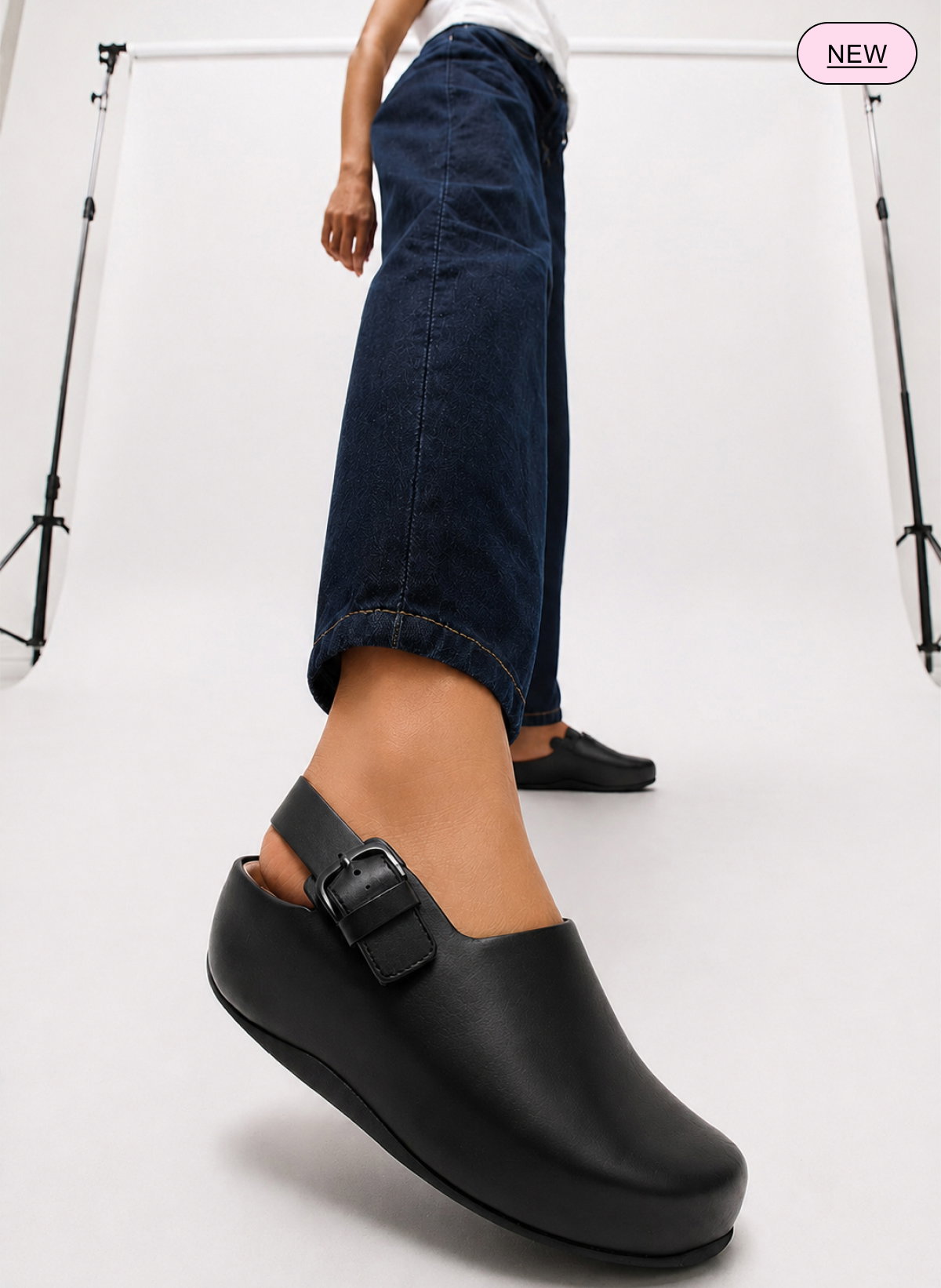 SHUV Leather Back-Strap Mules - Black