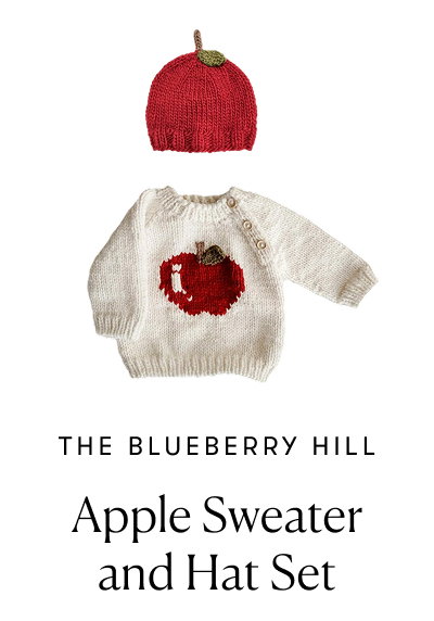 The Blueberry Hill, Apple Sweater and Hat Set