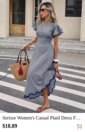 Serisse Women s Casual Plaid Dress...