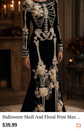 Halloween Skull And Floral Print...