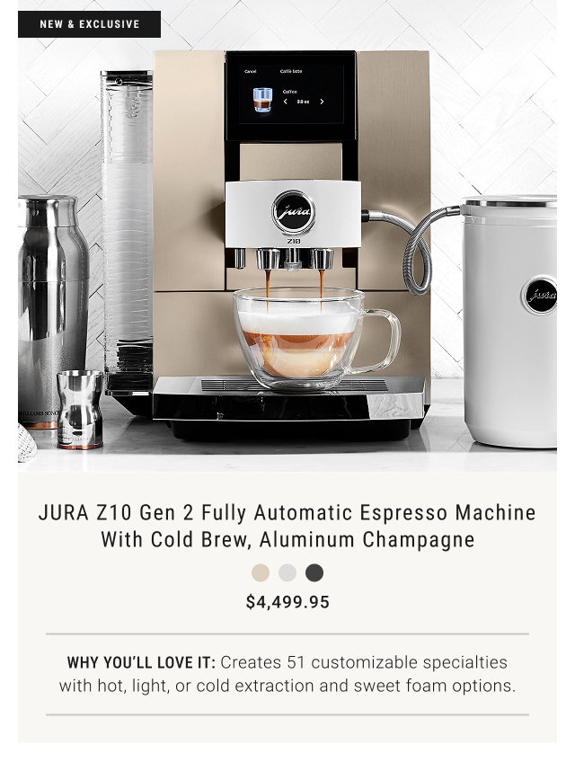 JURA Z10 Gen 2 Fully Automatic Espresso Machine with Cold Brew, Aluminum Champagne - $4,499.95