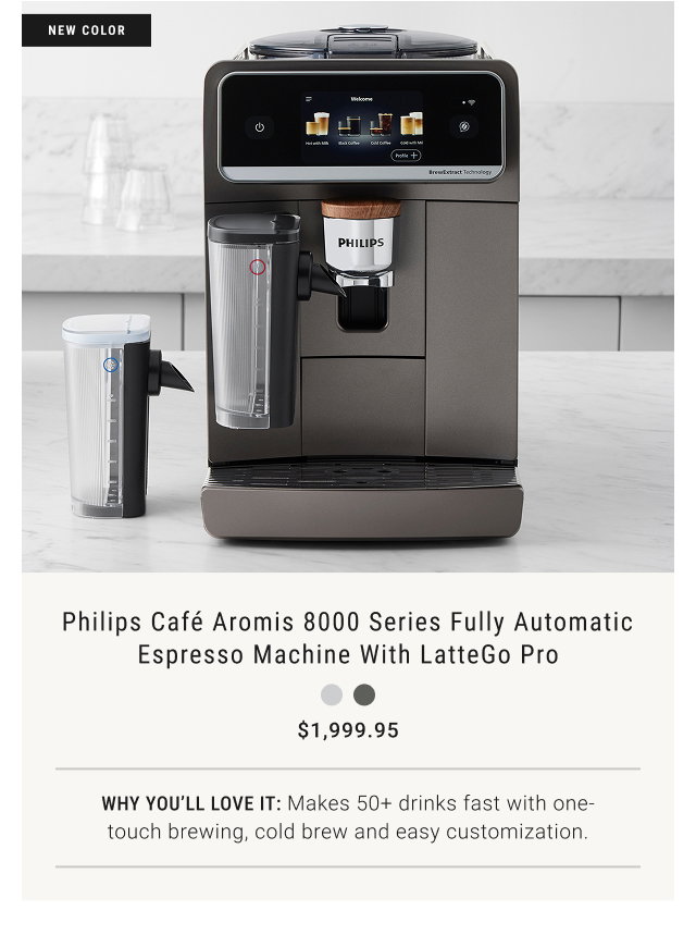 Philips Café Aromis 8000 Series Fully Automatic Espresso Machine with LatteGo Pro - $1,999.95