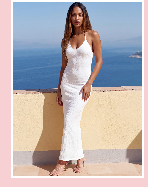 Tie neck slip maxi dress