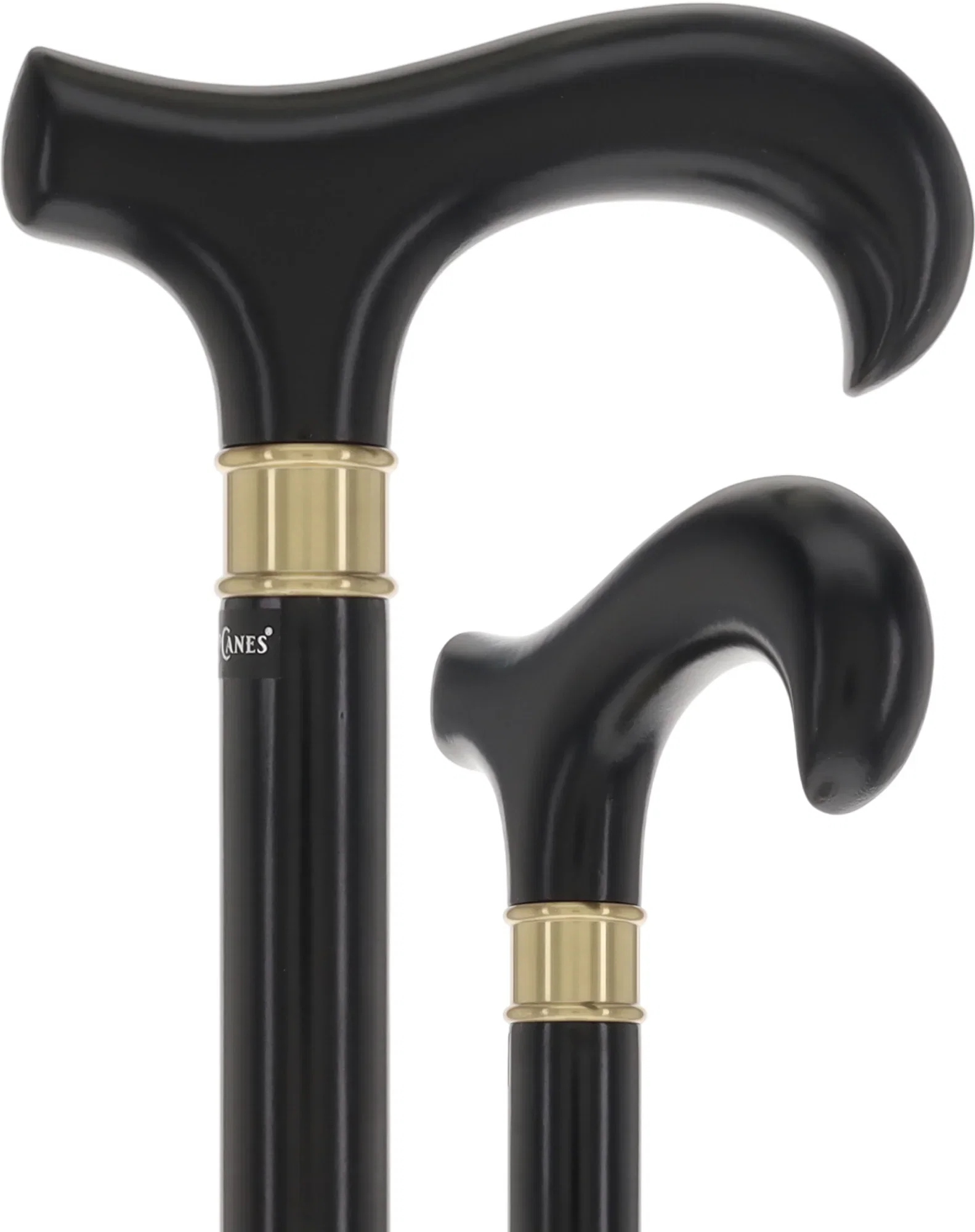 Image of Super Strong Sleek Black Derby Cane - Beechwood & Brass