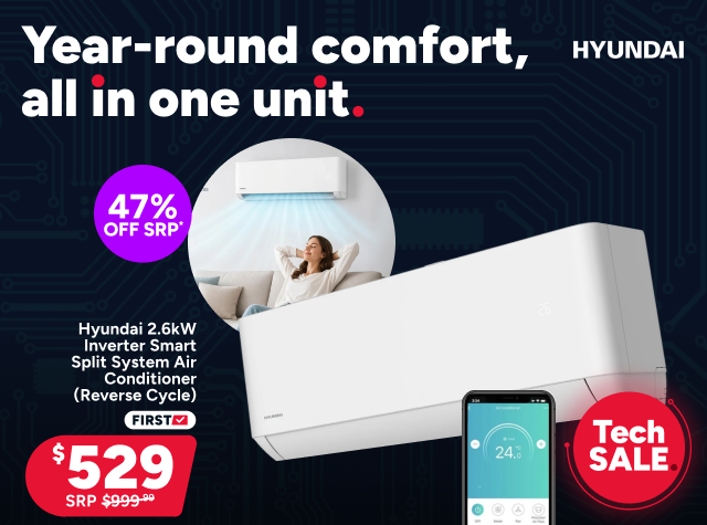 Hyundai 2.6kW Inverter Smart Split System Air Conditioner (Reverse Cycle)