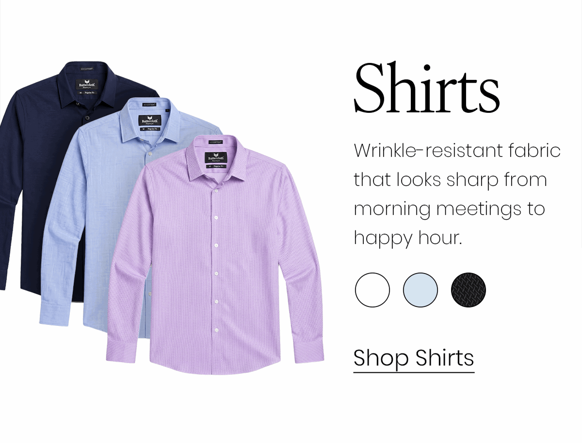 Shirts | Wrinkle-resistant fabric that looks sharp from morning meetings to happy hour. | Shop Shirts