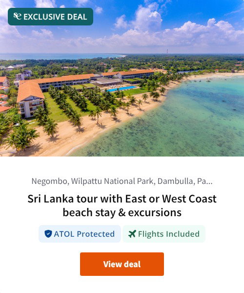 Sri Lanka tour with East or West Coast beach stay &amp; excursions