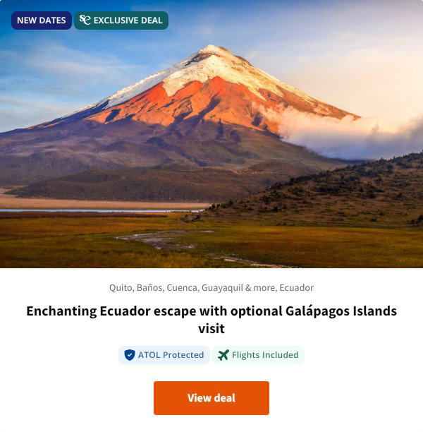 Enchanting Ecuador escape with optional Galápagos Islands visit