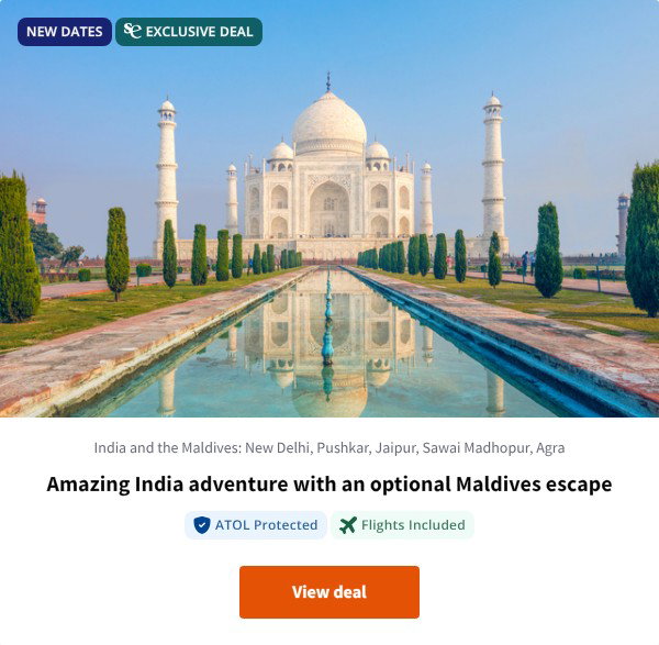 Amazing India adventure with an optional Maldives escape