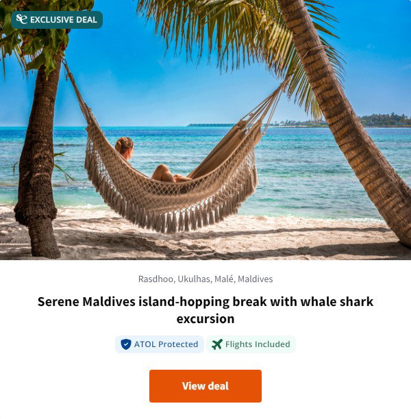 Serene Maldives island-hopping break with whale shark excursion