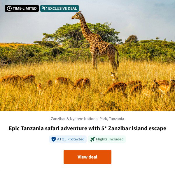 Epic Tanzania safari adventure with 5* Zanzibar island escape