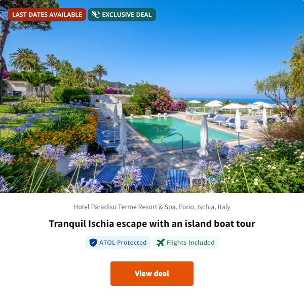 Tranquil Ischia escape with an island boat tour