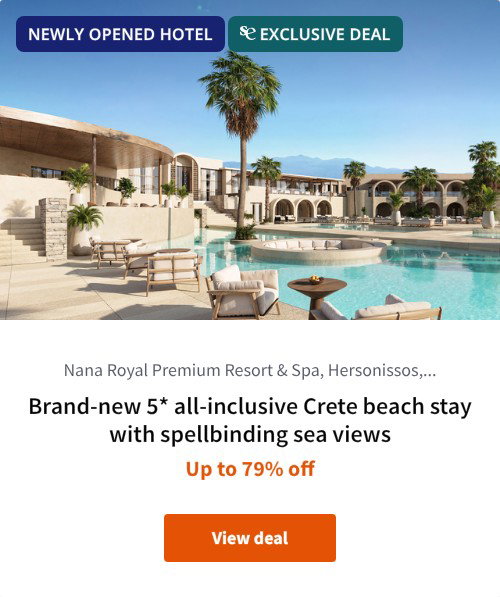 Brand-new 5* all-inclusive Crete beach stay with spellbinding sea views