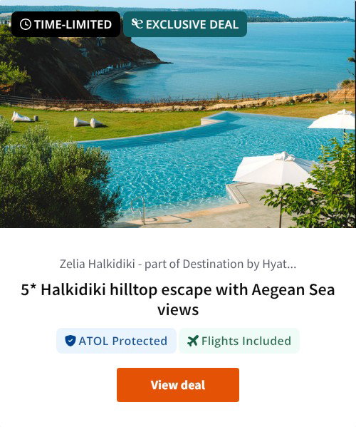 5* Halkidiki hilltop escape with Aegean Sea views