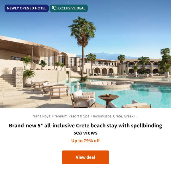 Brand-new 5* all-inclusive Crete beach stay with spellbinding sea views