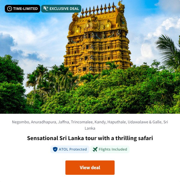 Sensational Sri Lanka tour with a thrilling safari