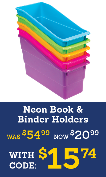 Durable Book And Binder Holders - 5-Pack Neon
