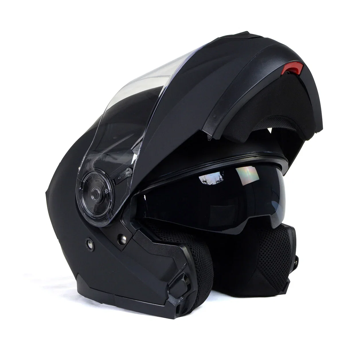 Image of Milwaukee Helmets Breeze Flat Black Advanced Motorcycle Modular Helmet w/ Drop Down Visor DOT Approved MPH9814DOT