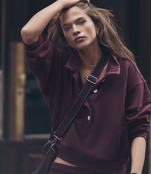 Lou & Grey Garment Dyed Terrysoft Henley Pocket Top