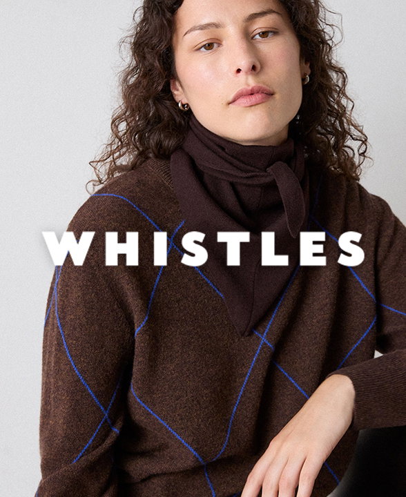 Woman wearing Whistles Brown Pure Wool Contrast Diamond Knitted Top