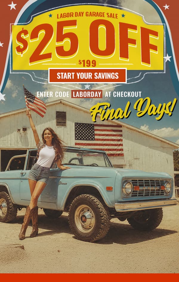 Labor Day Sale: $25 off $199+ with code LABORDAY highlighting Final Days.