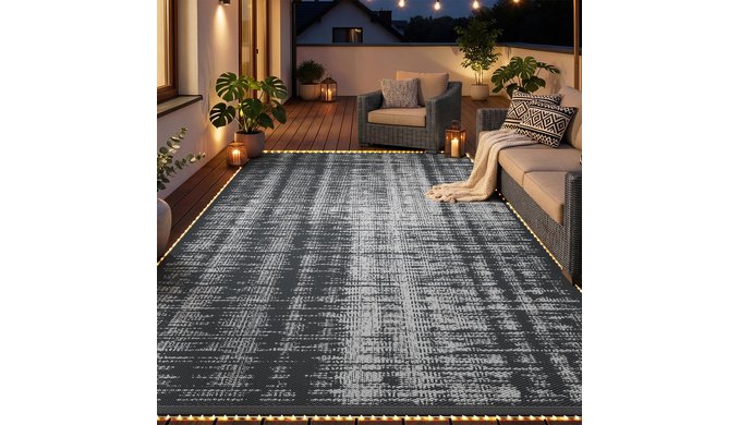 MontVoo Outdoor Rug Waterproof 6x9 ft with Strip L...