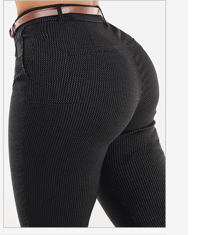 Butt lift Super High Waist Stretch Printed Skinny Pants Black