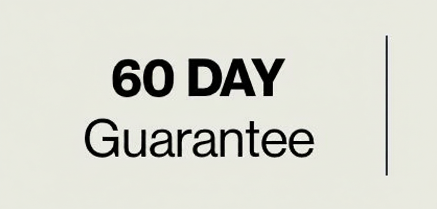 60 Day Guarantee text on a light background