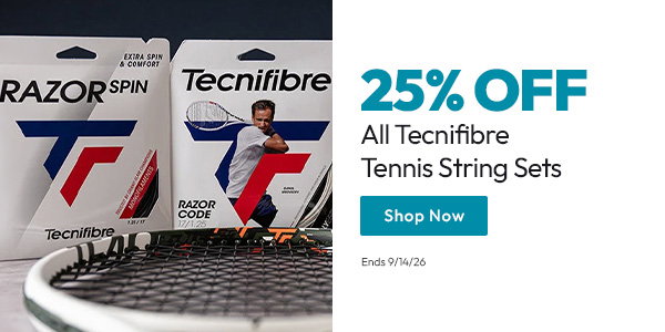 25% Off All Tecnifibre Tennis String Sets | Shop Now | Ends 9/14/26