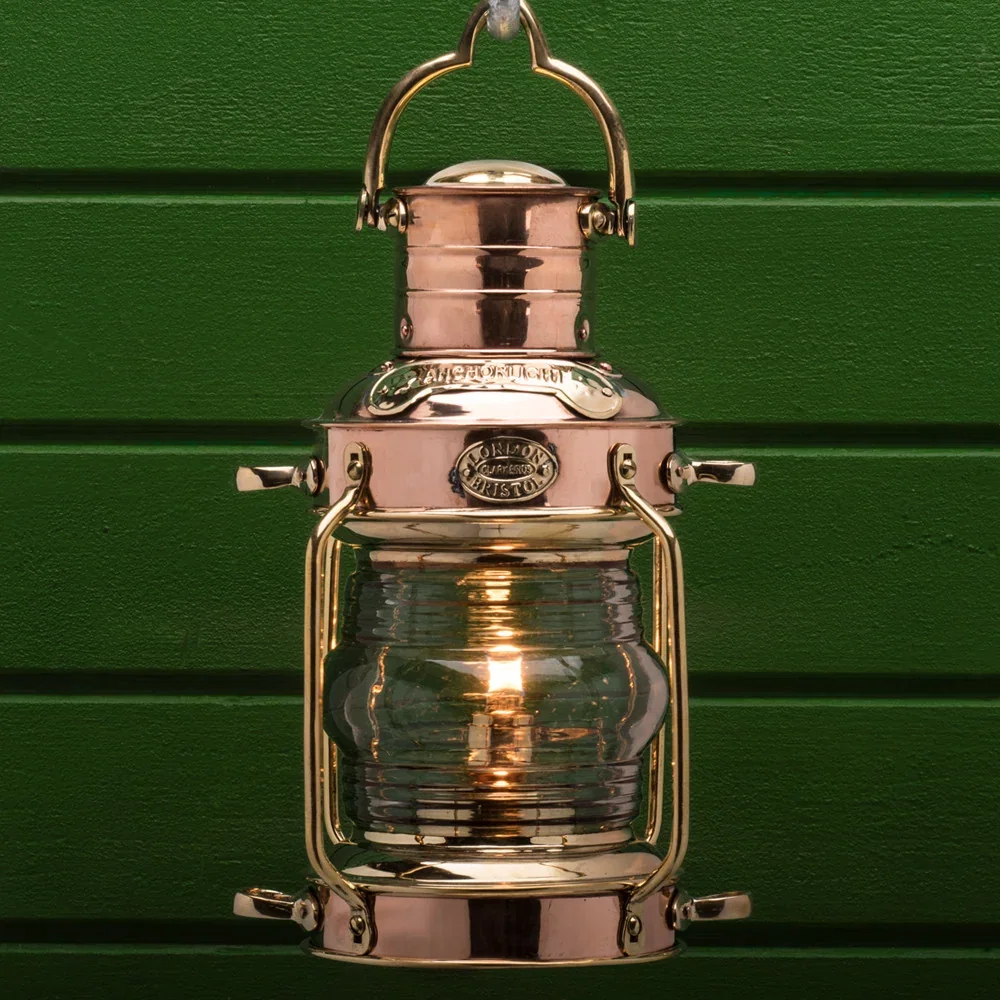 Image of Large Copper & Brass Anchor Oil Lamp