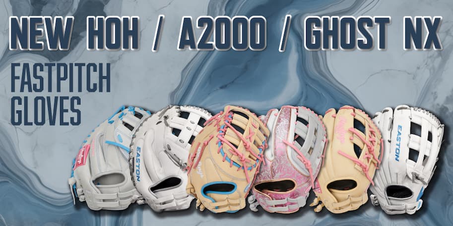Rawlings Heart of the Hide, Easton Ghost NX, and Wilson A2000 Fielder's Gloves