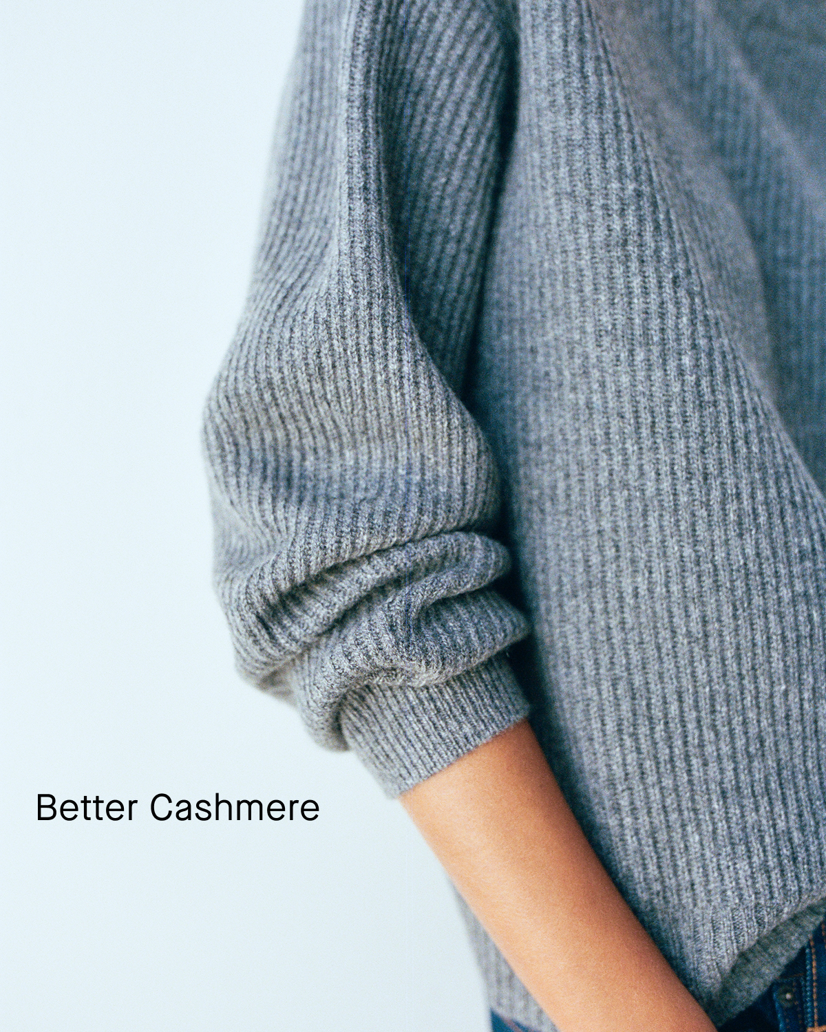 Image | Better Cashmere | Model in Cashmere Fisherman Crew | Heather Charcoal