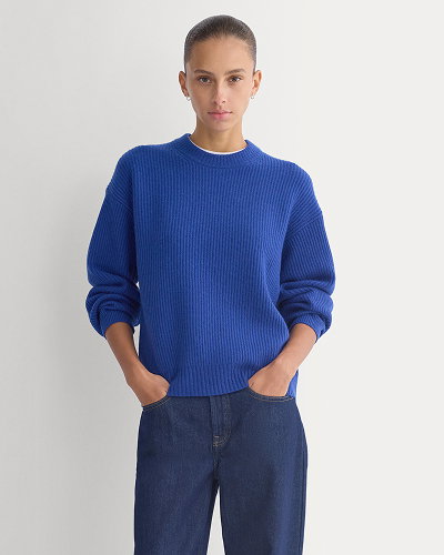 Image | Model in Cashmere Fisherman Crew | Klein Blue