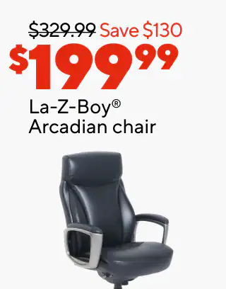 25% off furniture protection and in-store assembly services when purchased together
$149.99 Staples Dexley chair
$199.99 La-Z Boy Arcadian chair
$299.99 Sharper Image Flex Back chair
$59.99 Staples Cartwright chair