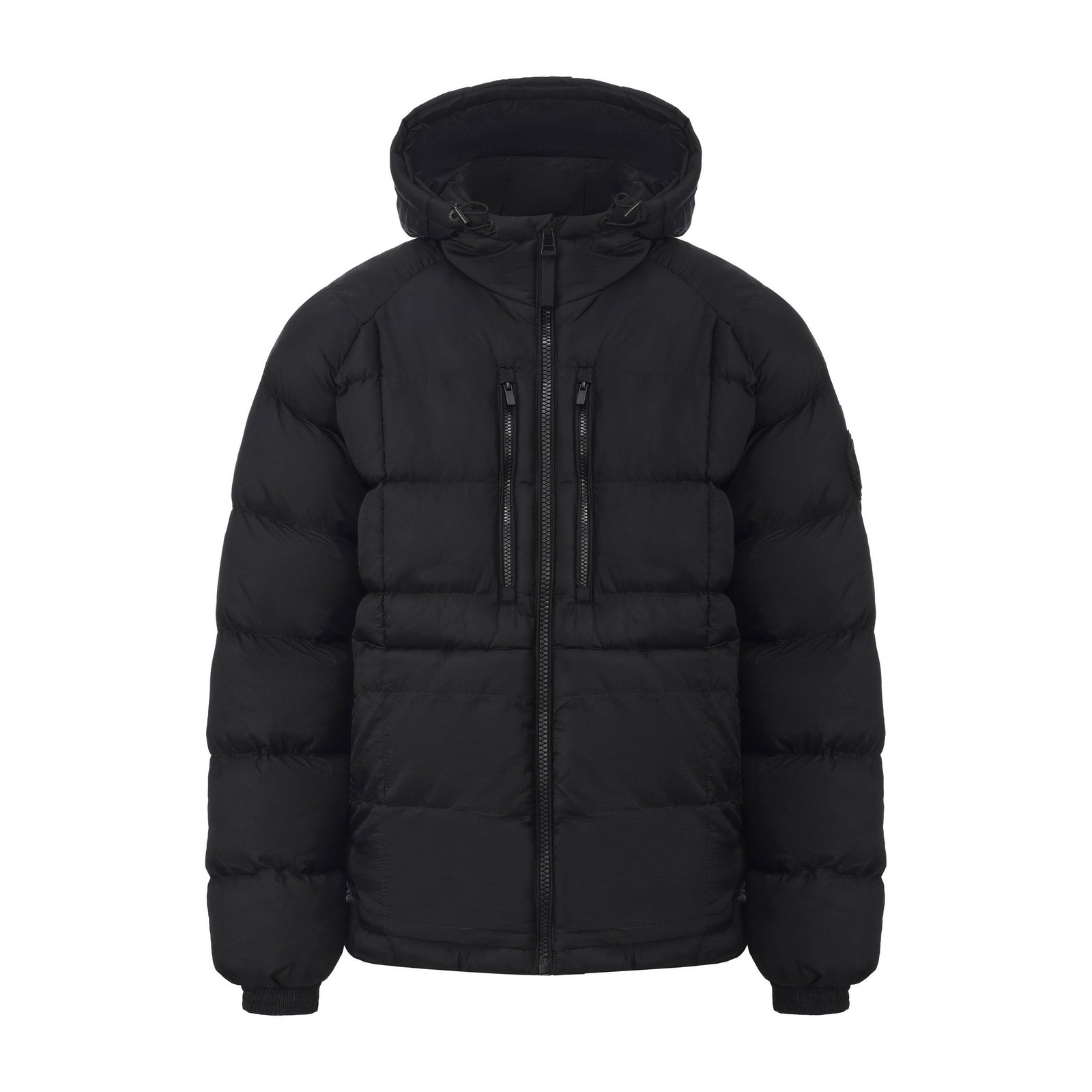 Mens Baffle Hooded Long Sleeve Short Puffer Jacket