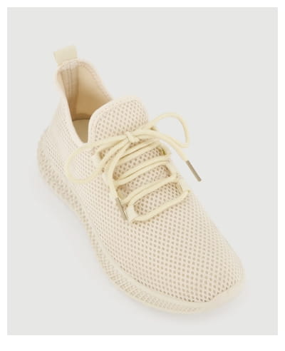 Shop Textured Knit Lace Up Low Top Sneakers