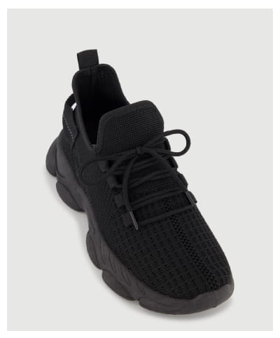 Shop Textured Knit Low Chunky Platform Lace Up Sneakers