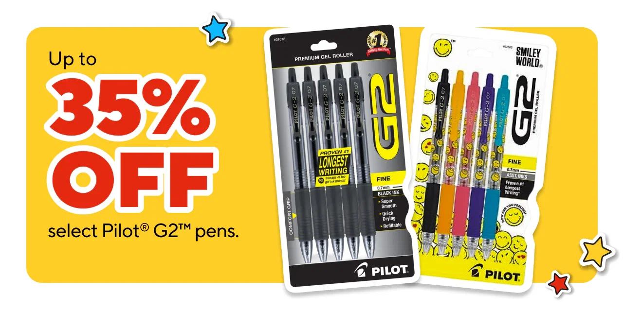 Up to 35% off select Pilot G2 gel pens