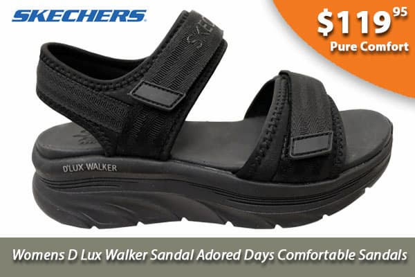 Skechers Womens D Lux Walker Sandal Adored Days Comfortable Sandals