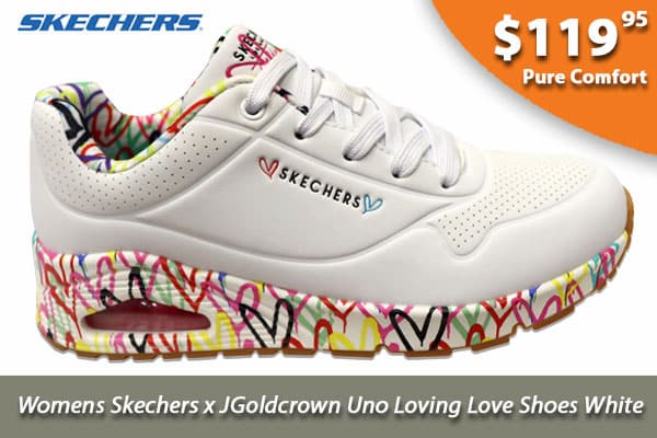 Skechers Womens Skechers x JGoldcrown Uno Loving Love Shoes White