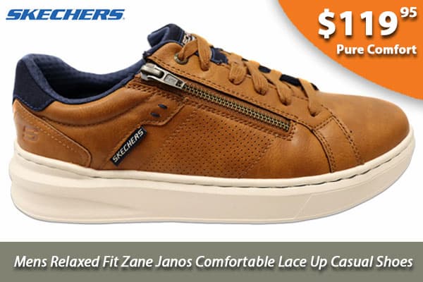 Skechers Mens Relaxed Fit Zane Janos Comfortable Lace Up Casual Shoes