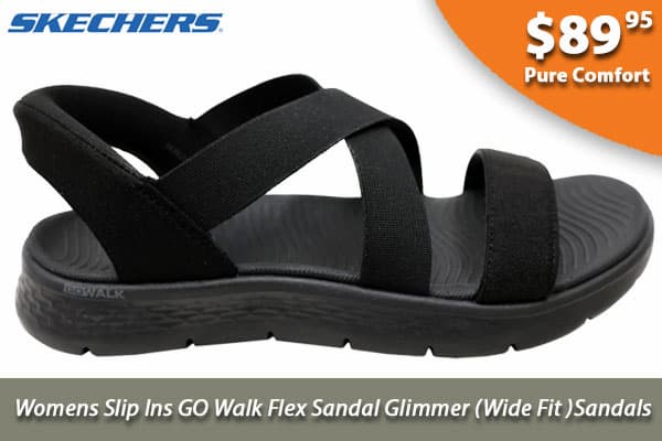 Skechers Womens Slip Ins GO Walk Flex Sandal Glimmer Wide Fit Sandals