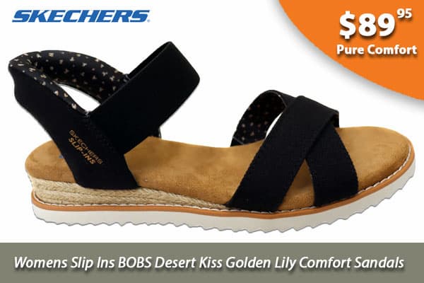 Skechers Womens Slip Ins BOBS Desert Kiss Golden Lily Comfort Sandals